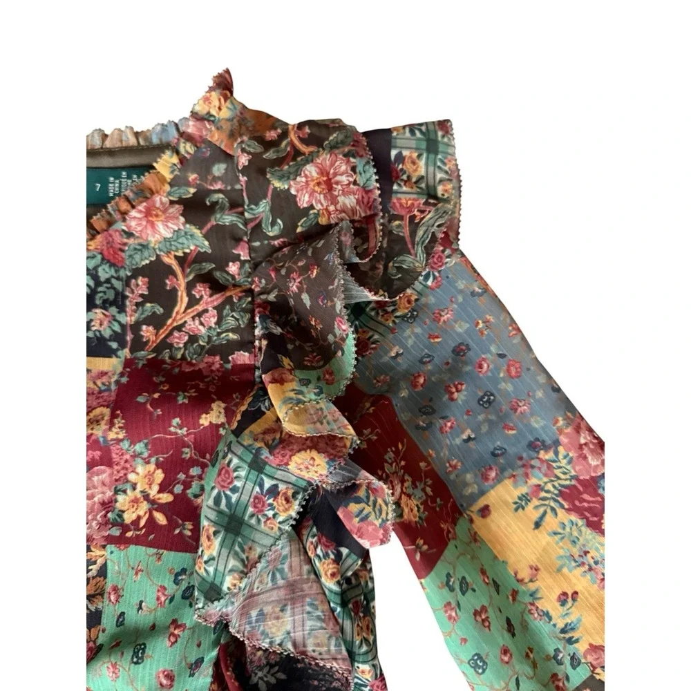 POLO COUNTRY Ralph Lauren Girls Dress 7 Patrick Floral Ruffle Boho Prairie